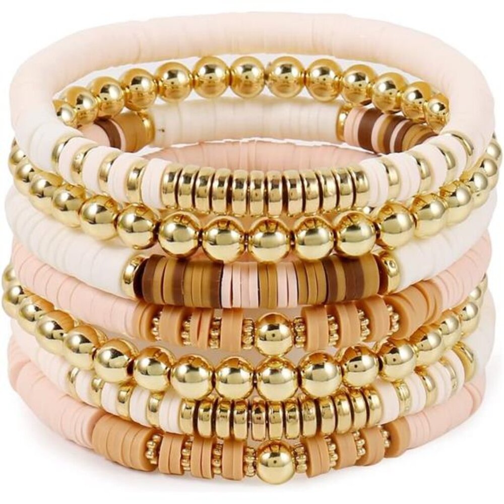 11 designs Heishi Beaded Bracelets For Women Polymer Clay Colorful Surfer